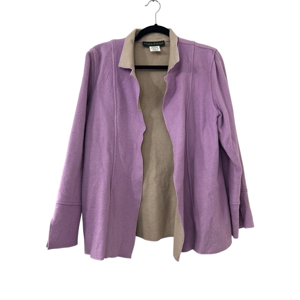 Harve Benard Lavender Purple Wool Blend Open Front Cardigan Jacket Womens 12‎